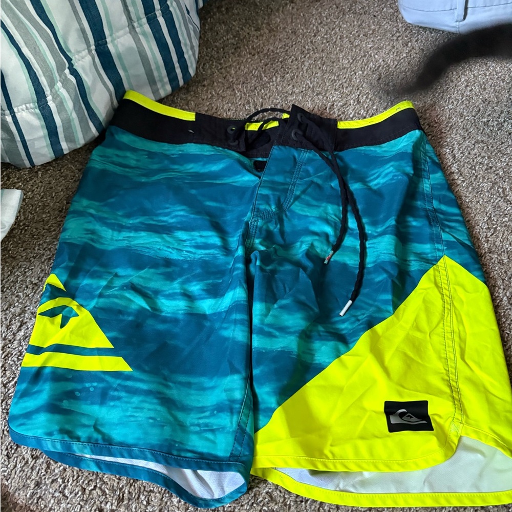 Quiksilver Blue and Yellow Board Shorts